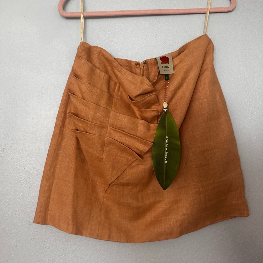 Farm Rio Leaf Linen Mini Skirt. Size M - Picture 3 of 5